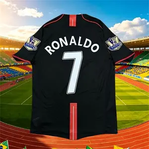 2007 2008 Away Retro Black No.7 Ronaldo Short sleeved Soccer Jersey