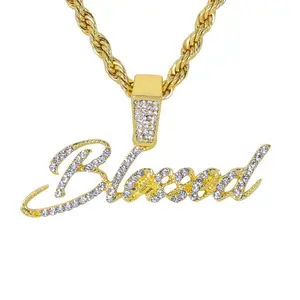 Iced Medium Blessed Pendant with 4mm Rope Chain 24"