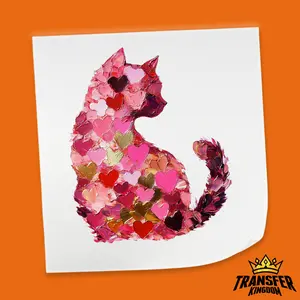 Heart Mosaic Cat - Valentine's Day DTF Heat Transfer Sheet