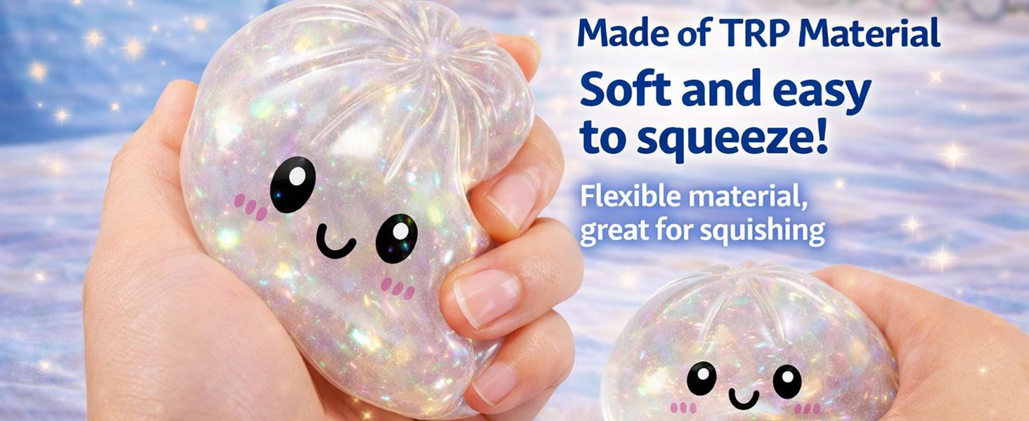 Glitter Dumpling Squishy, Glitter Dumpling Squeeze with Box, Dumplings Sensory Squeeze Toy for Stress Relief