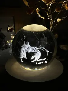 Zodiac Crystal Sphere with LED light baser 6cm