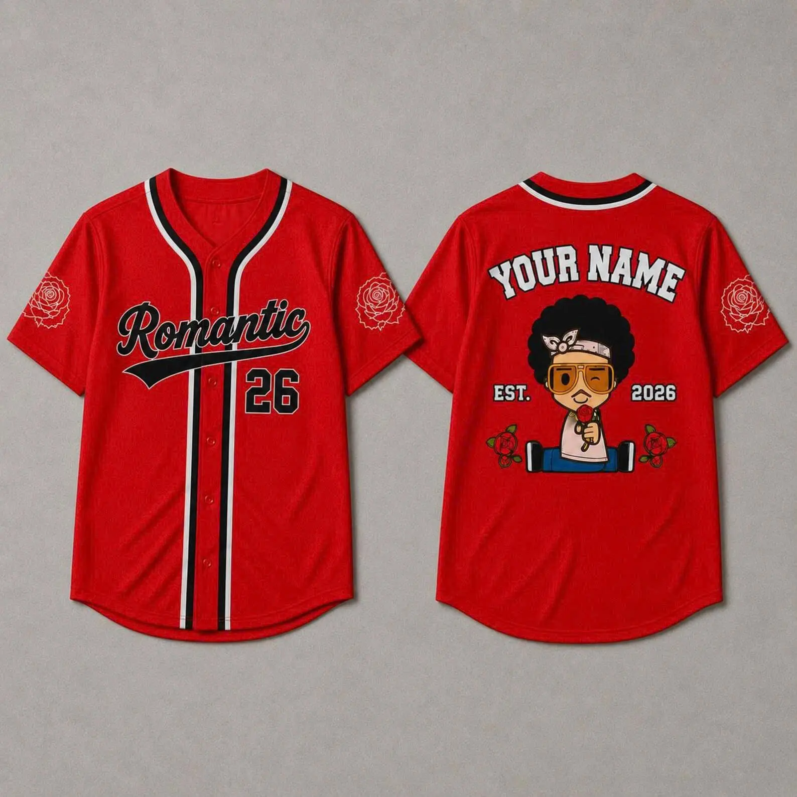 Custom Romantic Concert Baseball Jersey 2026 | Personalized Name  Button-Up Fan Shirt | Unisex Music Inspired Gift