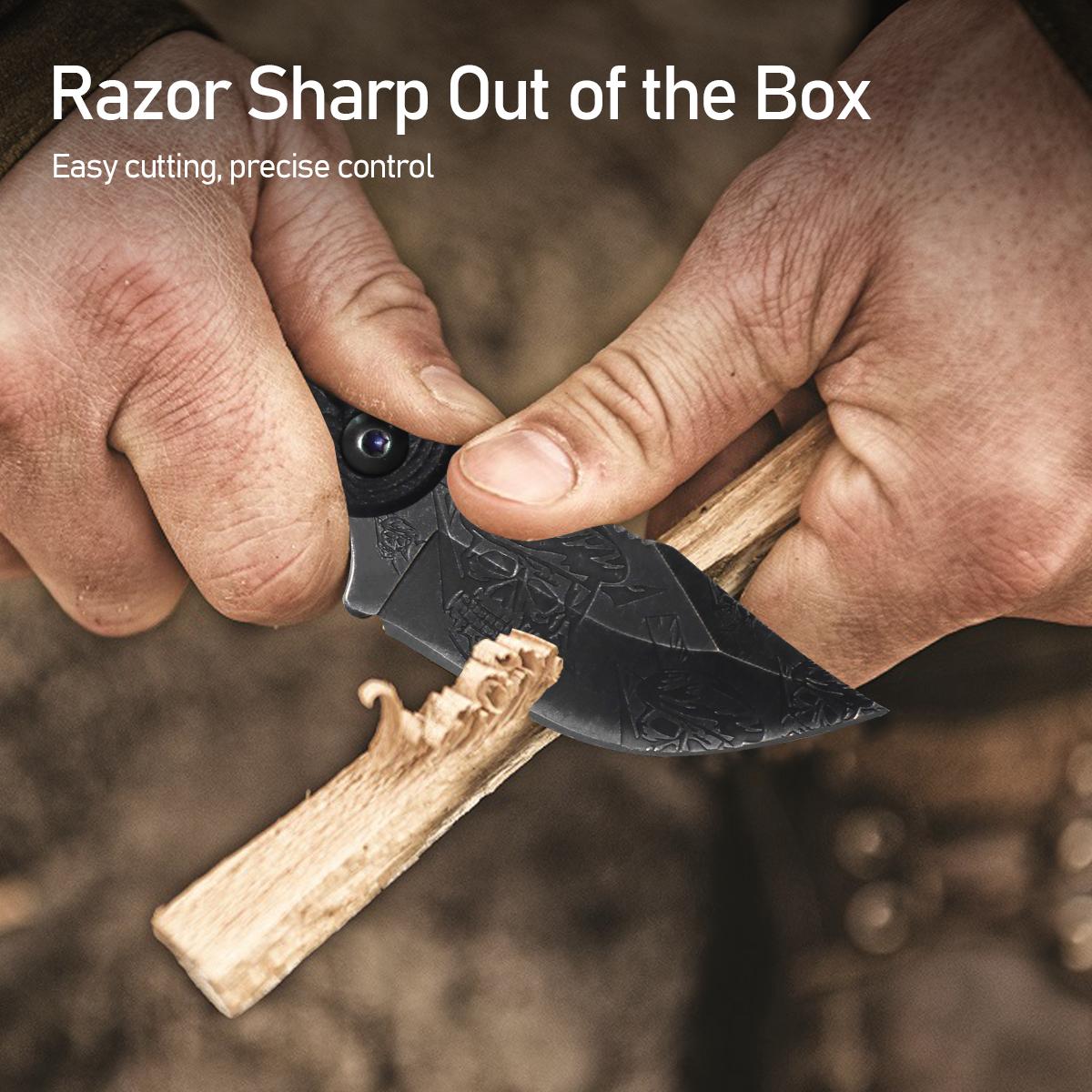 Portable EDC multifunctional skeleton tactical outdoor knife with an ergonomic handle; includes a sheath for easy everyday carry; outdoor cutting tool designed specifically for climbing and fishing; essential gear for camping and hiking.