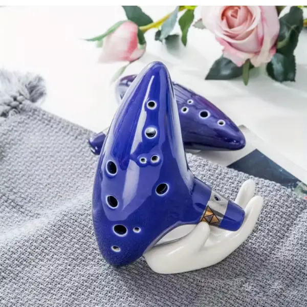 12-Hole C Ceramic Ocarina, Unique Beginner-Friendly Wind Musical Instrument with Accessories, Home & School Use, Christmas Gift Decor