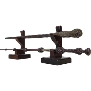 2 Tiered Wood Wizard Wand Stand Display - Magic Wand Holder for Table Display, Holds Two Wands