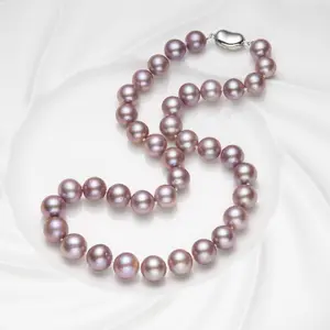 【Grace Time】Top-class Edison Pearl Necklace (Purple and White) S925