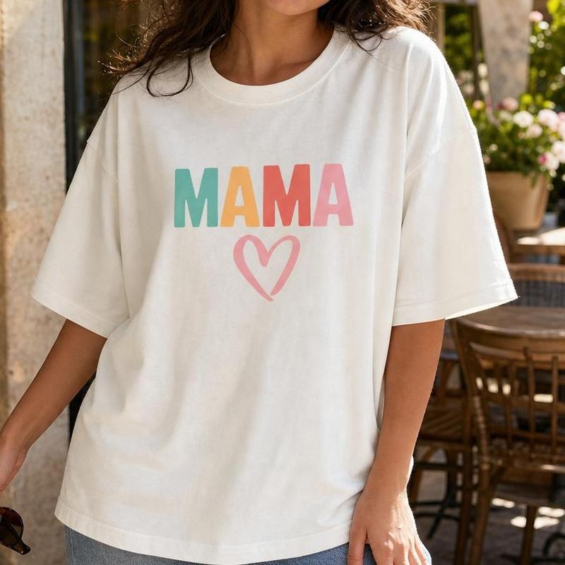 Women's Plus Size Loose Crew Neck Soft Cotton Heart Print Breathable T-Shirts - Everyday Casual Loose Tops for Women, Loose Tops Women