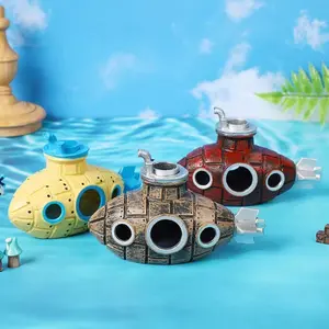 Submerged Ship Submarine Decoration, Unique Fish Tank Aquarium Ornament, Perfect for Shrimp and Small Fish Hiding Spots, Ideal for Aquatic Enthusiasts