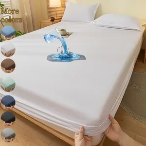 Waterproof Bed Sheet Protector Soft Breathable Washable Cotton Mattress Cover All Seasons Use Hotel Dust Proof Bedding Waterproof Mattress Pad (no Pillowcase)