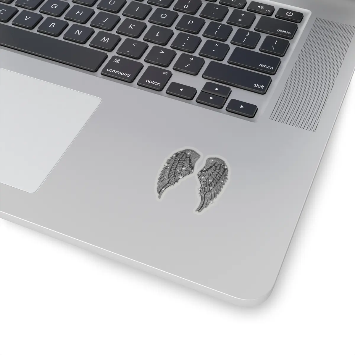 Silver Glitter Angel Wings Sticker | Kiss-Cut Sticker