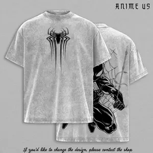 Black Web Hero Vintage Washed Oversized T-Shirt | Dark Symbiote Graphic Tee | Black Suit Web Warrior Streetwear Shirt | Acid Wash Unisex Tee