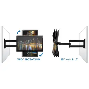Mount-It! Low Profile Full Motion TV Wall Mount with 360° Rotation & 15° Tilt for LCD LED TVs up to 40 lbs