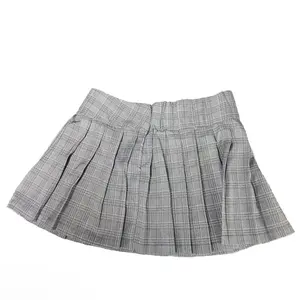 NWT Haute Monde Women’s L Checkered Mini Skater Skirt Grey Cute