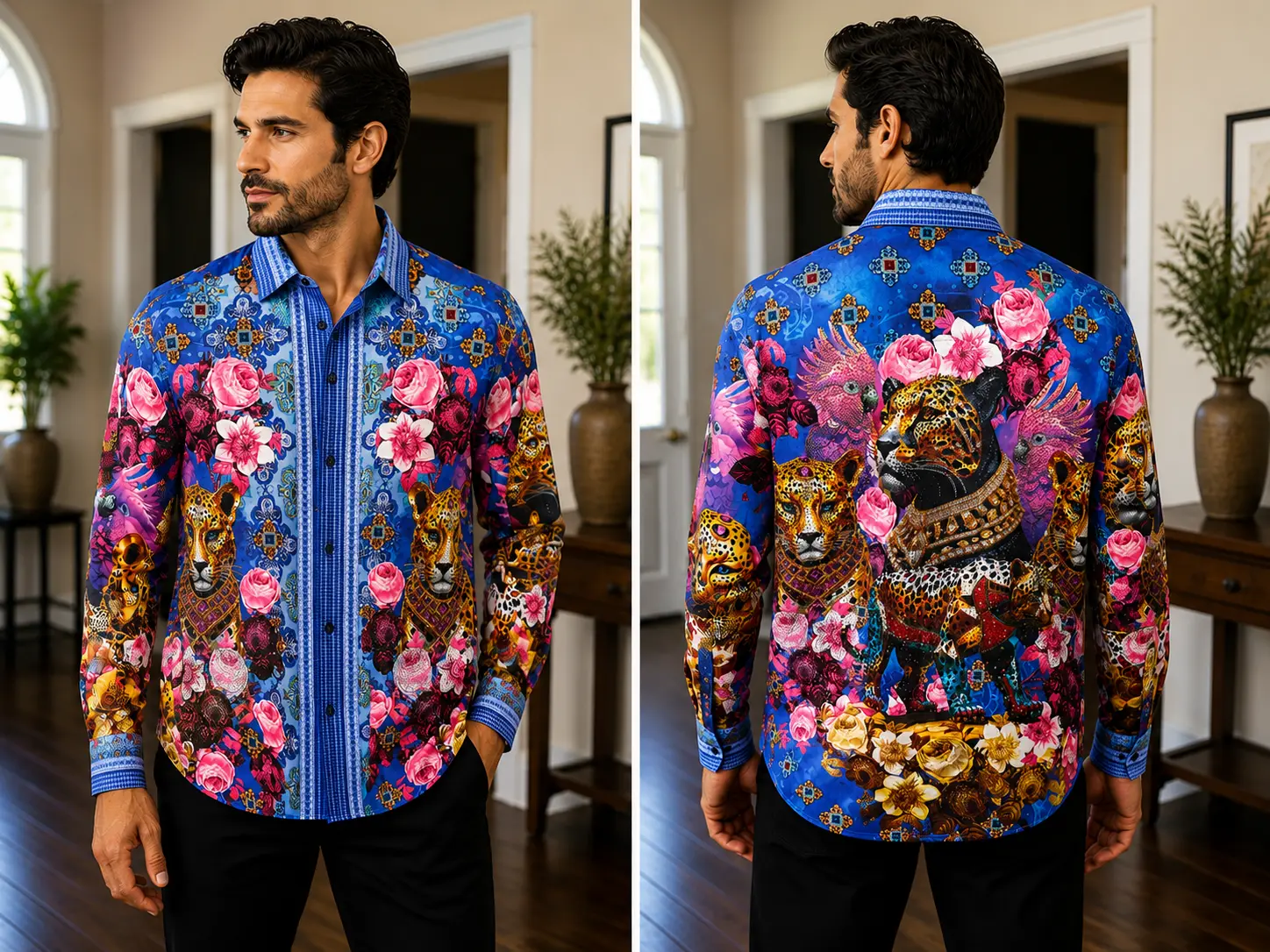 Barabas Floral Tiger Rhinestone