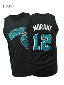 Men's #12 Black Basketball Sports Jersey, Basketball Gear, Athletic Top, Breathable Sleeveless Pattern Embroidery Sweatshirt Training Competition Sports Uniforms Suitable for Summer