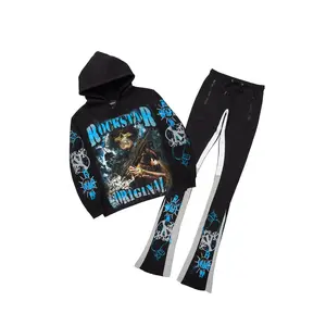 Zare Black/Blue Hoodie/Super Stacked Track Set