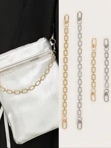 Stylish Minimalist Rectangular Shoulder Bag with Rhinestone Edge, Metal Extension Chain, Versatile for All Seasons, Elegant Crossbody Design, Fashionable Chain Strap