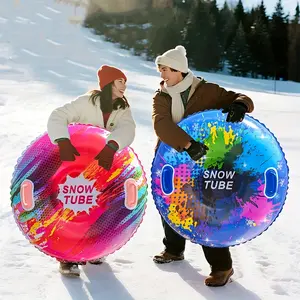 Inflatable Snow Tube, Foldable Winter Water Skiing Tube, Thick Non-Slip Base Handle Durable PVC Material, Modern Design