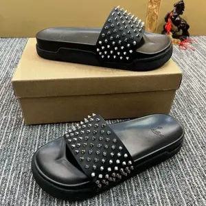 Studded Black Sandals with Bold Spike Design for Men and Women