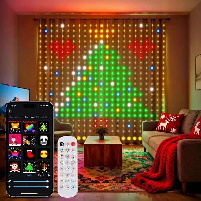 Upgraded DIY LED Curtain Fairy Lights - Anti-Tangling Durable PVC Wire, USB Plug-In, Remote & App Control, Multiple RGB Lighting Modes, LED RGB Light with Rich Colors, Indoor Use for Bedroom Window Ambient & Christmas Home Decor, Led Lights Strips, Illumi