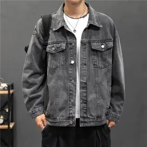 Denim Jacket Men Vintage Jean Coats Streetwear Fashion Jean Jacket Men Turn Down Collar Denim Outerwear Cotton Bomber Jacket