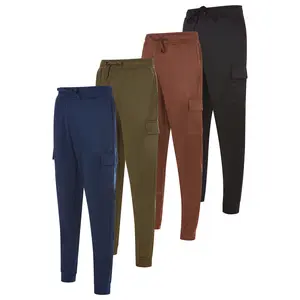 3 Pack Men's Active Lightweight Cargo Pocket Tricot Pro Jogger Sweatpants