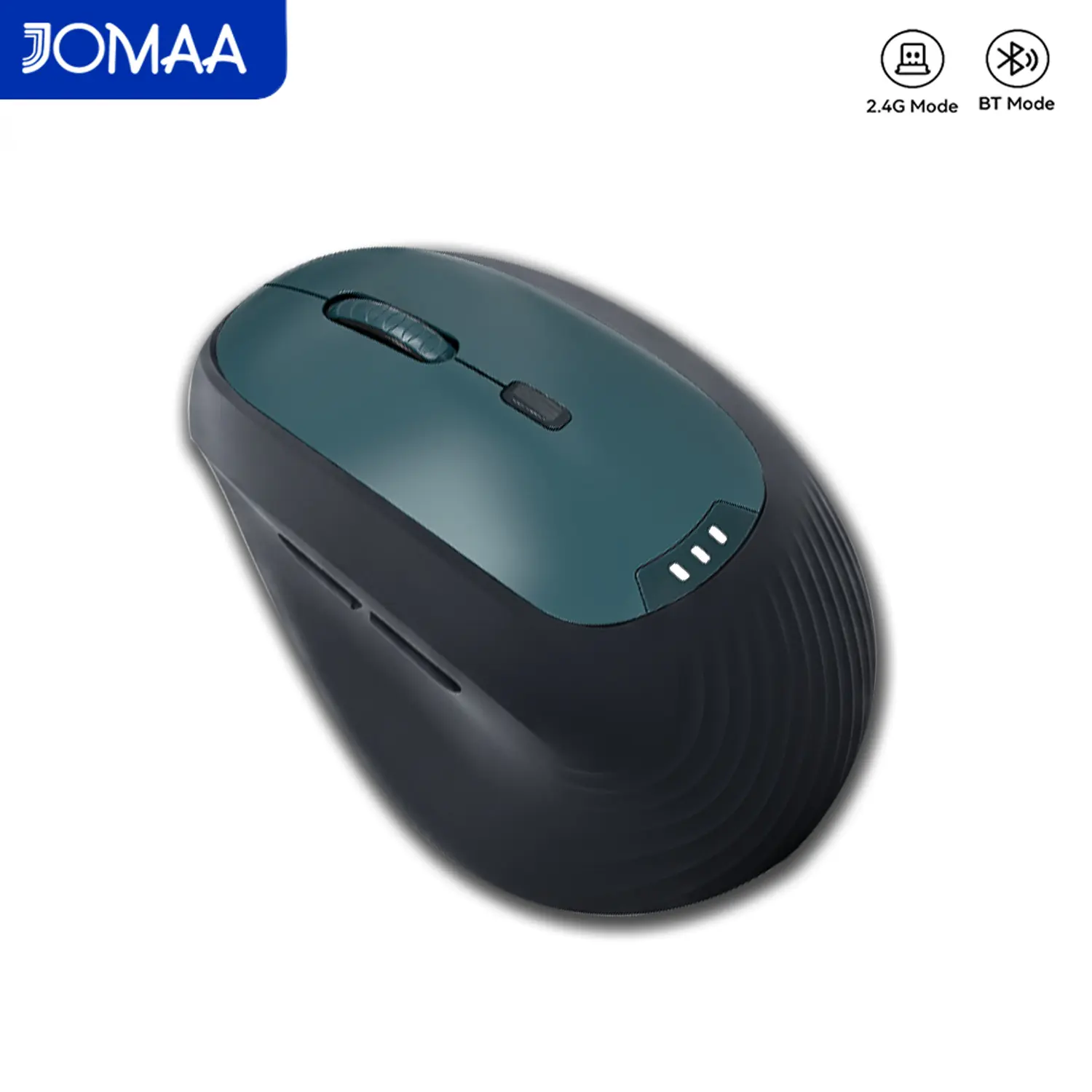 JOMAA Ergonomic Vertical Wireless Mouse Bluetooth 5.2/5.0 & 2.4G Type-C Rechargeable Mouse with Power Display Adjustable 8,000 DPI Lightweight Quiet Click Mice