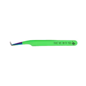 LASH ANARCHIST 90° Lash Tweezer 'Take Me With You' - UFB Collection, Bright Green Tweezer for Lash Application