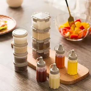 12 Pcs Mini Plastic Sauce Squeeze Bottle Seasoning Box Salad Dressing Containers for Oil, Ketchup, Honey, Syrup, Salad Dressing, BBQ, Kitchen, Travel, Kitchen Accessories