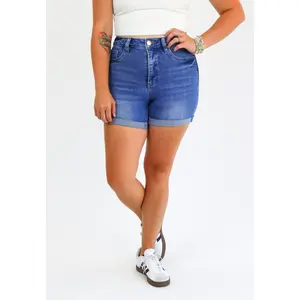 Tummy Control Denim Midi Shorts by AJ - Final Sale