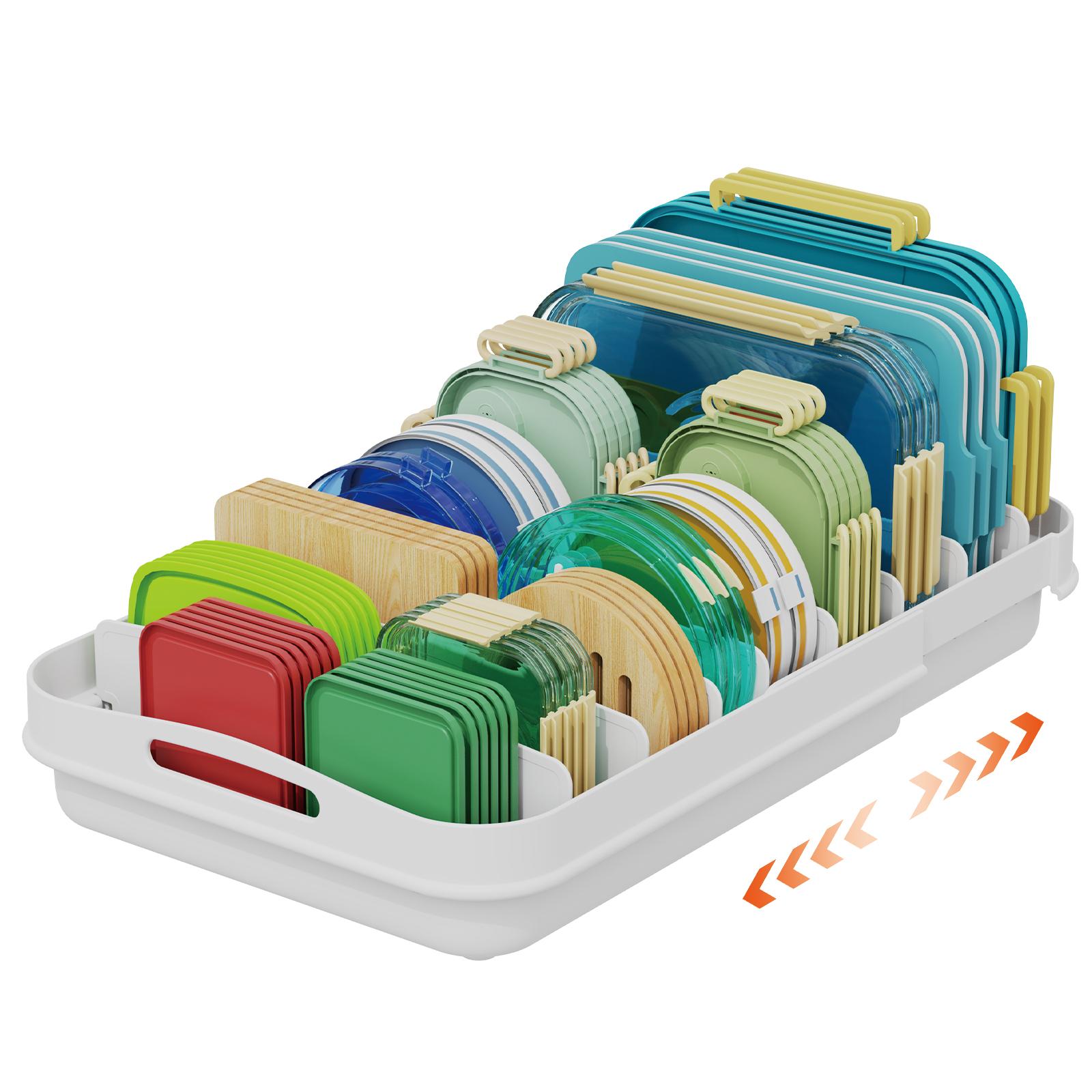 EVERIE Extendable Food Container Lid Organizer for 12'' Deep Cabinets, Adjustable Length 13.4" - 20.5" EVERIE Extendable Food Container Lid Organizer for 12'' Deep Cabinets, Adjustable Length 13.4" - 20.5"