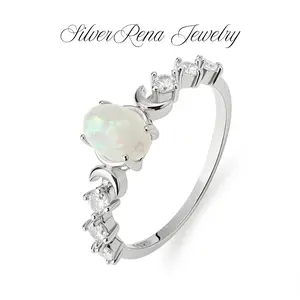 S925 Mother's Day Sterling Silver Hecate Ring Synthetic Opal Ring Triple Goddess Moon Design Witchy Jewelry for Devotion High Quality Cubic Zirconia Silver Ring for Women