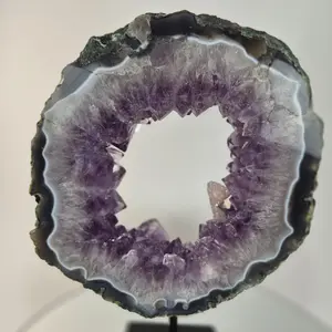 Amethyst Portal | Blue Banded Agate, Druzy Sugar Calcite Crystal Specimen