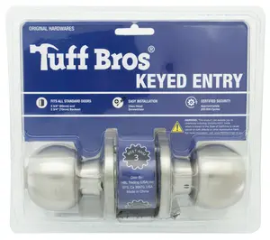 WorldWide Sales Online Tuff Bros Keyed Entry Door Lock, Satin Nickel Ball Knob
