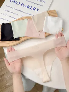 Women's Quick-Dry Thong Panties, Ultra-Thin Seamless Ice Silk Underwear, High Elasticity Invisible Breathable Comfortable Lingerie, Breathable Seamless Knicker