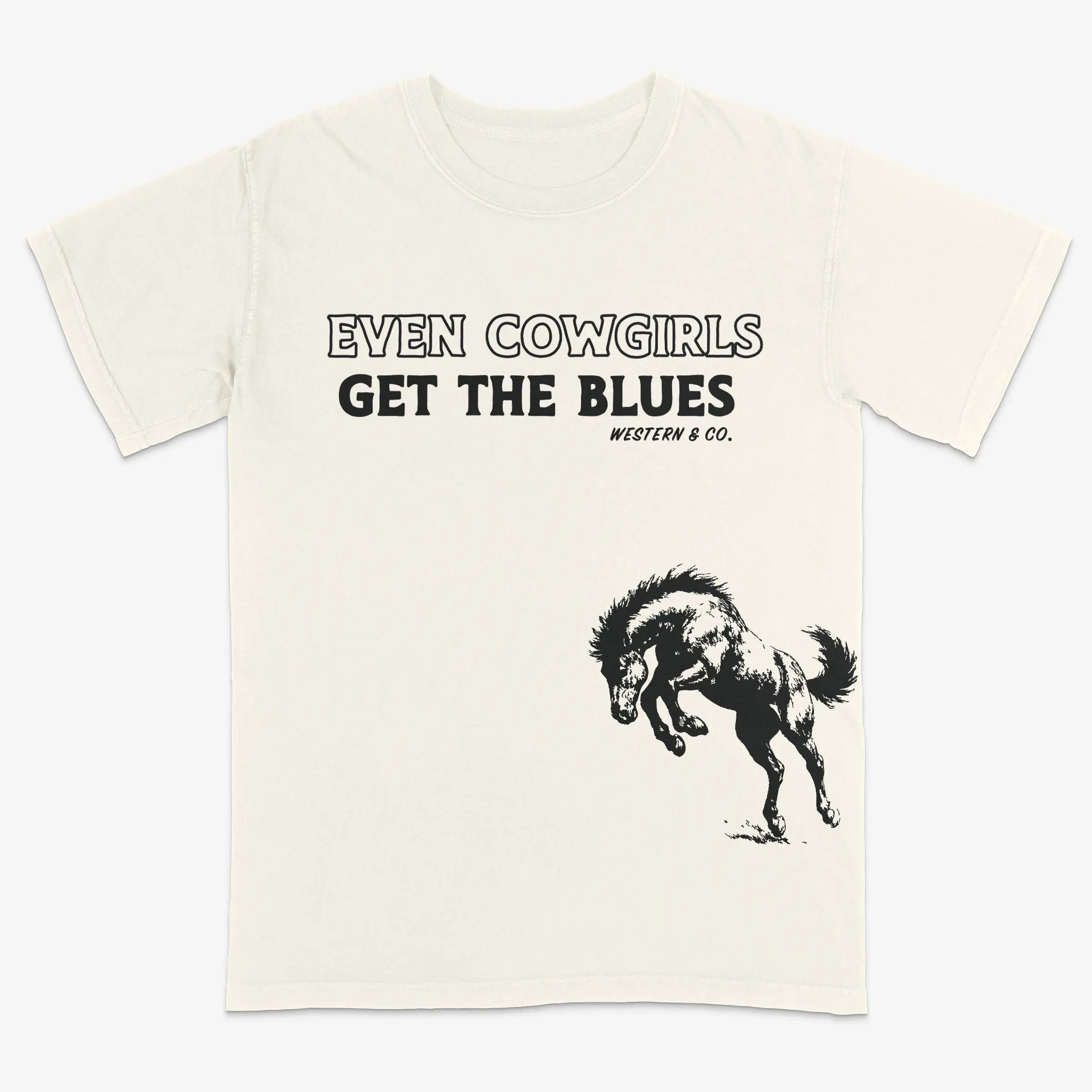 Women's Short-Sleeve Oversized Graphic T-Shirt - 100% Cotton Soft Garment-Dyed Top, Vintage Wild West Cowgirl Horse Animal Print, Bold Vintage Lettering, Round Neck Loose Fit for All Seasons Casual Streetwear, Shortsleeve, Loose-Fitting