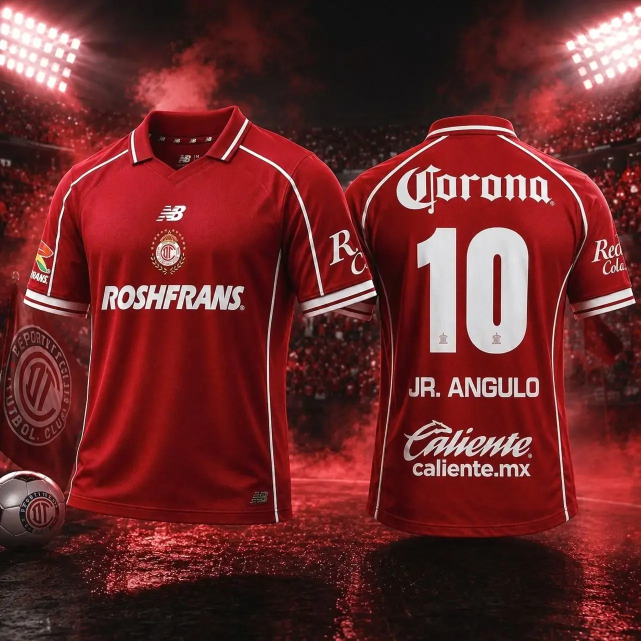 Jr. Angulo #10 Deportivo Toluca FC Red Soccer Jersey, Liga MX Football Fan Edition Shirt, Breathable Quick-Dry Short Sleeve Athletic Top, Match Day Sportswear & Streetwear for Men Women