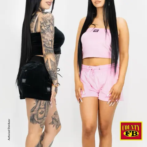 FB COUNTY Women's Soft Velour Short Set FBCOUNTY Tube Top and Shorts 2 Pieces 2 Pockets Hip Hop Harem Sexy Chicano Fashion Summer LA Streetwear