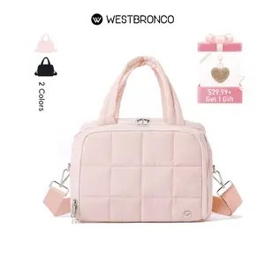 WESTBRONCO Toiletry Bag for Women with Jewelry Organizer 2026 Spring Trendy Lightweight Waterproof Travel Bag Puffy Quilted Makeup Bag Handheld Cosmetic Pouch Cosmetic Pouch  Organizer Travel Essentials Bag for girls Gift for Her