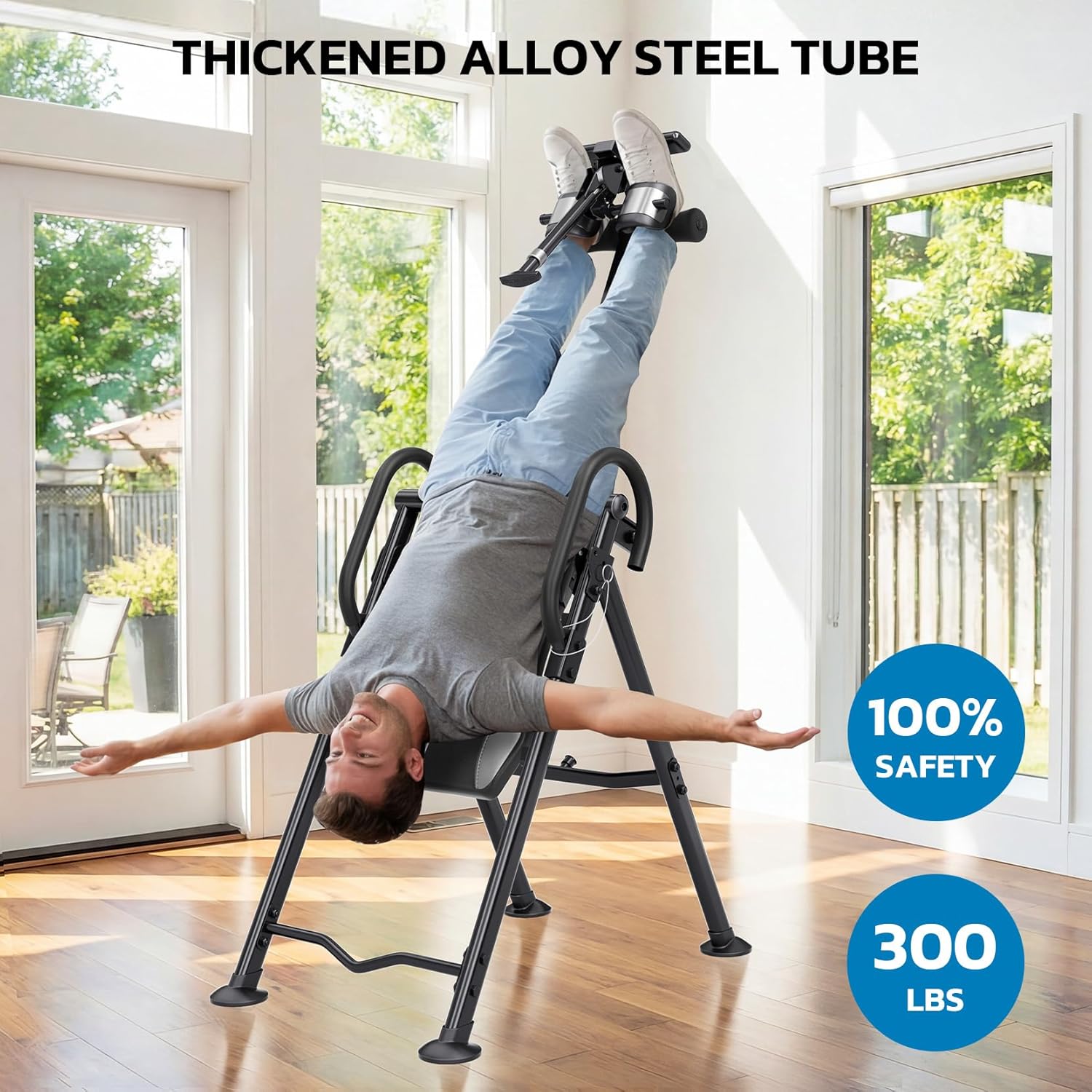 #SummerVibes YOLEO Gravity Heavy Duty Inversion Table for Pain Relief Therapy with Headrest & Adjustable Protective Belt Back Stretcher Machine