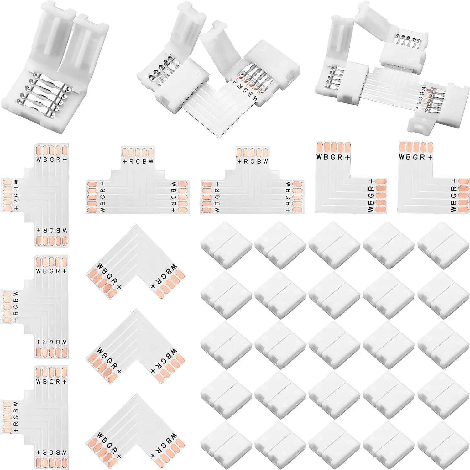 25 Pieces 5-Pin Flame-Proof Solderless LED Strip Connectors, 5 Pieces L-Shape Connectors for 5050/3528 10mm String Lights, DIY LED Strip Extending Connection (Automotive & Motorcycle Repair Tool), 25 Pieces Led Strips Connector 5 Pin