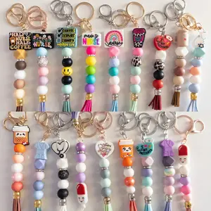 Nurse Keychain - Cute Keychain, Nurse accessory, Nurse Key holder, Nurse Silicone Beads Keychain, Gift for Nurse, Beaded Keychain keychains