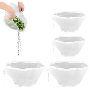 4 count Bowl-Shaped Nylon Nut Milk Bags, Medium and Large Cheese Cloth Bags  Fine Mesh Strainer for Almond Milk Greek Yogurt Juicing Coffee (White)