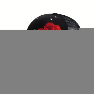 Red Rose Patch Trucker Hat Classic Embroidery Mesh Breathable Baseball Cap Rhinestone Decor Adjustable Dad Hats For Women