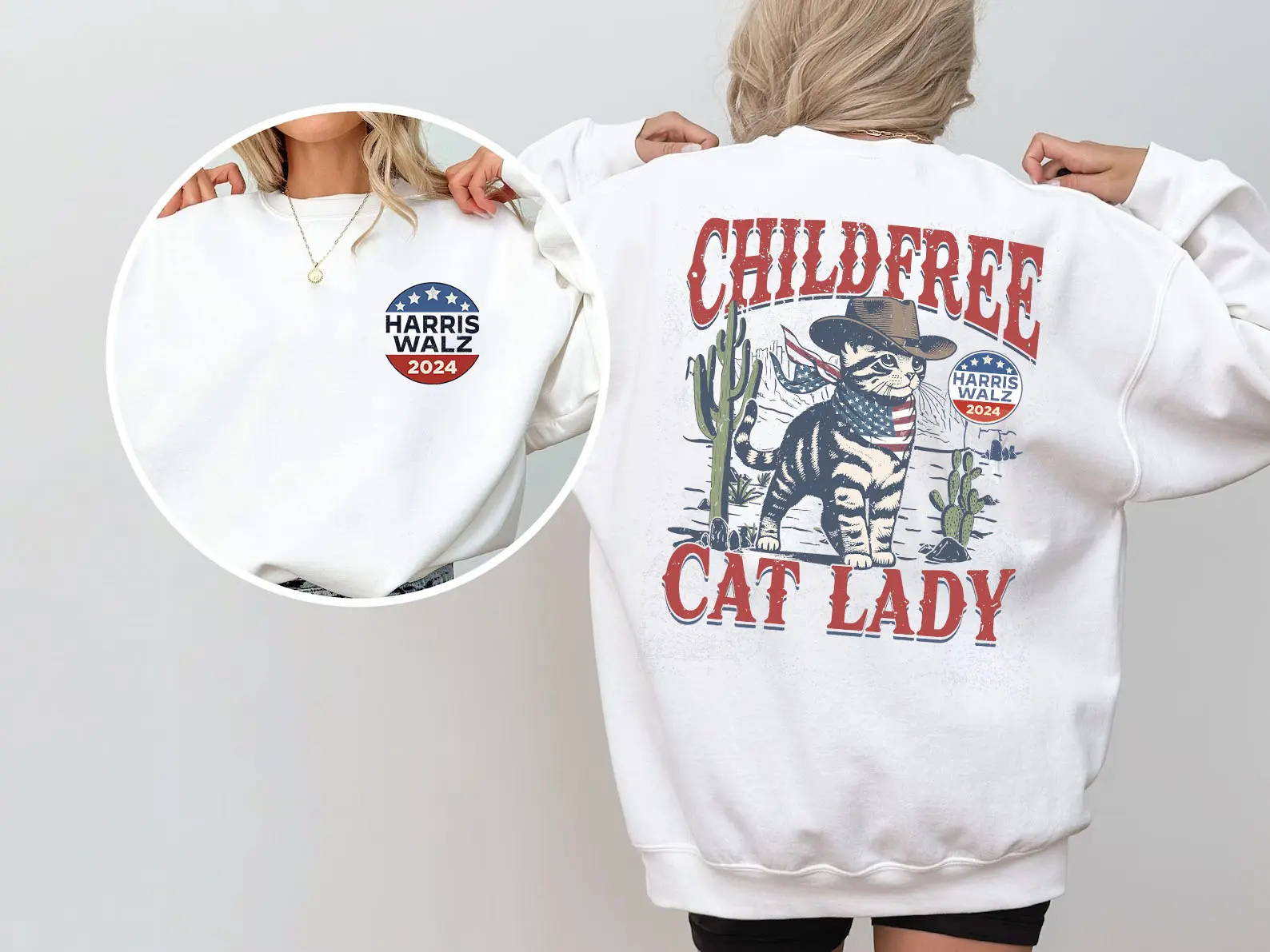 Childfree Cat Lady 2sided Sweatshirt, Hoodie,Tshirt Cotton Fabric
