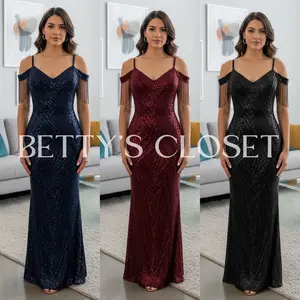 Adamaris Off Shoulder Fringe Stone Sequins Dress