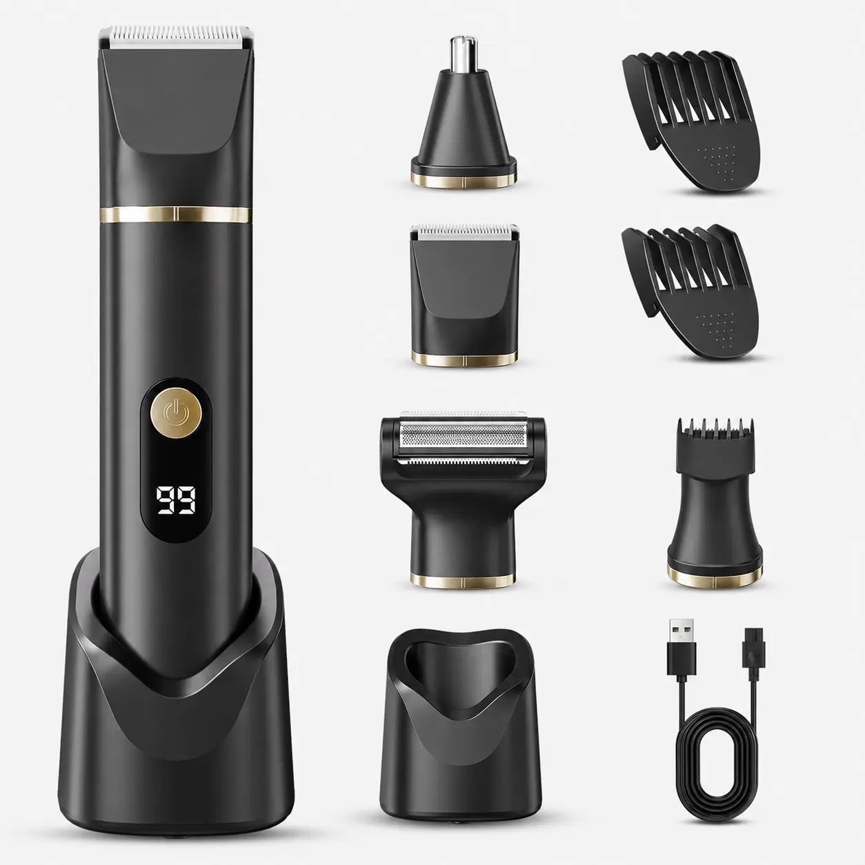 Body Grooming Kit for Men - Electric Body Hair Shaver, Groin pubic Hair Trimmer&Ball Trimmer, Replaceable Ceramic washable Blade Heads, Male Hygiene Razor, Cordless Safe Gentle Fast Trimming fathersdaygift skin dermaplane face underarm leg