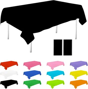 "2 Pcs Black Tablecloths 54 x 108 Inch – Disposable Rectangle Table Cloths for Parties, Weddings, Restaurants, Picnics, Fits 6-8 ft Tables"