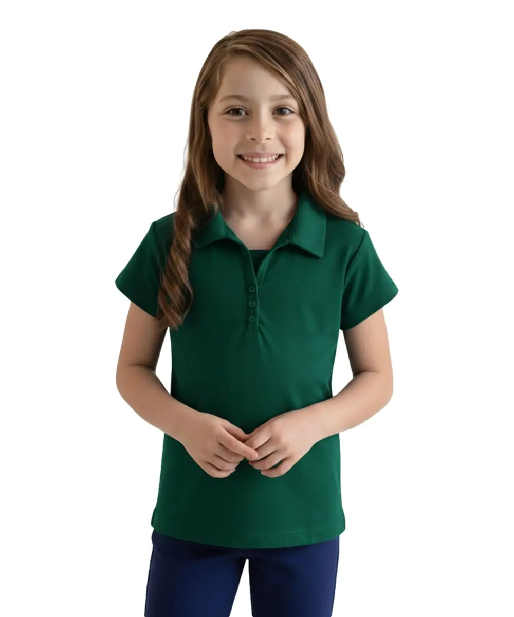 Girl's Uniform Triple Buttons Blouse Hunter Green 5-18 GSU02