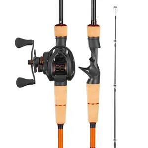 VEVOR Rod and Fishing Reel Combo, IM7 Carbon Fiber Baitcasting Rod and Reel Combo, Bass Fishing Pole with 6+1 BB System, 7.0: 1 Gear Ratio, Cork Handle, Stainless Steel Guides with Ceramic Rings